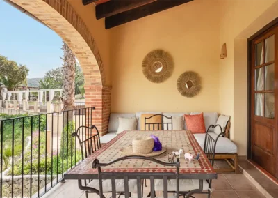Carrasca family apartment has a wonderful private terrace, you can see the pool in the distance, from the comfortable sofa you can enjoy panoramic views over the valley towards the coast